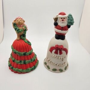 Vintage Christmas Bell Lot – Avon 1991 Bear Bell & Santa Merry Christmas Bell